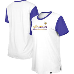 Minnesota Vikings New Era Women's Third Down Colorblock T-Shirt White/Purple | NFL