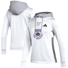 Los Angeles Kings adidas Women's Refresh Skate Lace AEROREADY Pullover Hoodie - White - NHL