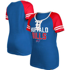 Buffalo Bills New Era Women's Raglan Lace-Up T-Shirt Royal | NFL