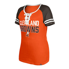 Cleveland Browns New Era Women's Throwback Raglan Lace-Up T-Shirt Orange | NFL