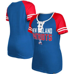 New England Patriots New Era Women's Throwback Raglan Lace-Up T-Shirt Royal | NFL