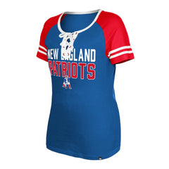 New England Patriots New Era Women's Throwback Raglan Lace-Up T-Shirt Royal | NFL