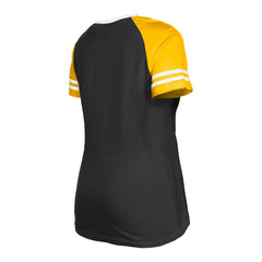 Pittsburgh Steelers New Era Women's Raglan Lace-Up T-Shirt Black | NFL