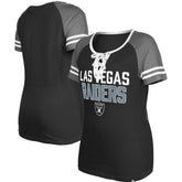 Las Vegas Raiders New Era Women's Raglan Lace-Up T-Shirt Black | NFL