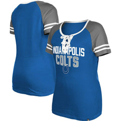 Indianapolis Colts New Era Women's Raglan Lace-Up T-Shirt Royal | NFL