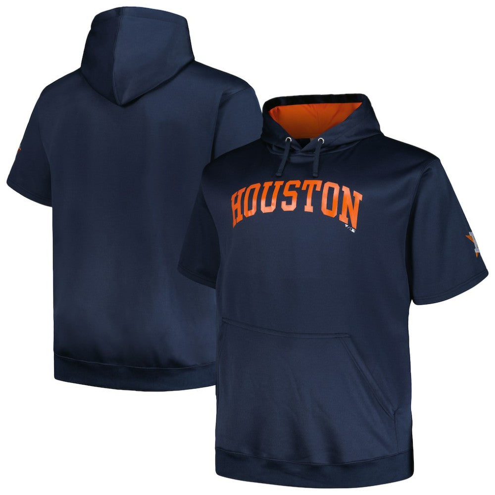 Houston Astros Profile Big & Tall Contrast Short Sleeve Pullover Hoodie - MLB