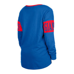 New York Giants New Era Women's Lace-Up Notch Neck Long Sleeve T-Shirt Royal | NFL