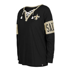 New Orleans Saints New Era Women's Lace-Up Notch Neck Long Sleeve T-Shirt Black | NFL