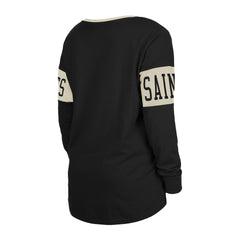 New Orleans Saints New Era Women's Lace-Up Notch Neck Long Sleeve T-Shirt Black | NFL