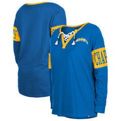 Los Angeles Chargers New Era Women's Lace-Up Notch Neck Long Sleeve T-Shirt Royal | NFL