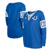 Indianapolis Colts New Era Women's Lace-Up Notch Neck Long Sleeve T-Shirt Blue | NFL