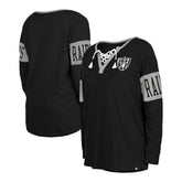 Las Vegas Raiders New Era Women's Lace-Up Notch Neck Long Sleeve T-Shirt Black | NFL