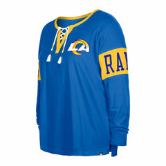 Los Angeles Rams New Era Women's Plus Size Lace-Up Notch Neck Long Sleeve T-Shirt Royal | NFL