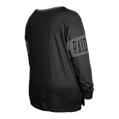 Las Vegas Raiders New Era Women's Plus Size Lace-Up Notch Neck Long Sleeve T-Shirt Black | NFL