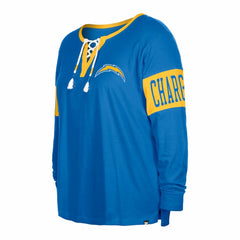 Los Angeles Chargers New Era Women's Plus Size Lace-Up Notch Neck Long Sleeve T-Shirt Powder Blue | NFL