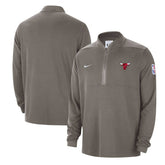 Chicago Bulls Authentic Performance Half-Zip Jacket Olive - NBA