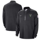Milwaukee Bucks Authentic Performance Half-Zip Jacket Black - NBA