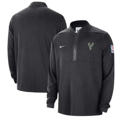 Milwaukee Bucks Authentic Performance Half-Zip Jacket Black - NBA