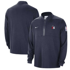 Philadelphia 76ers Authentic Performance Half-Zip Jacket Navy - NBA
