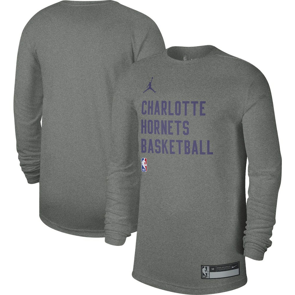 Charlotte Hornets Jordan Brand Unisex 2023/24 Legend On-Court Practice Long Sleeve T-Shirt Heather Gray - NBA