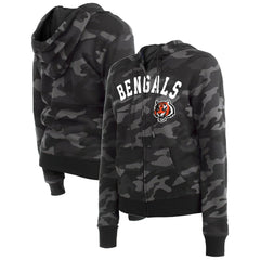 Cincinnati Bengals New Era Women's Camo Full-Zip Hoodie Black | NFL