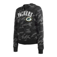 Green Bay Packers New Era Women's Camo Full-Zip Hoodie Black | NFL