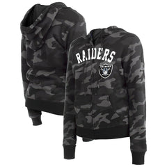 Las Vegas Raiders New Era Women's Camo Full-Zip Hoodie Black | NFL