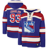 Mika Zibanejad New York Rangers '47 Player Name & Number Lacer Pullover Hoodie - Blue - NHL