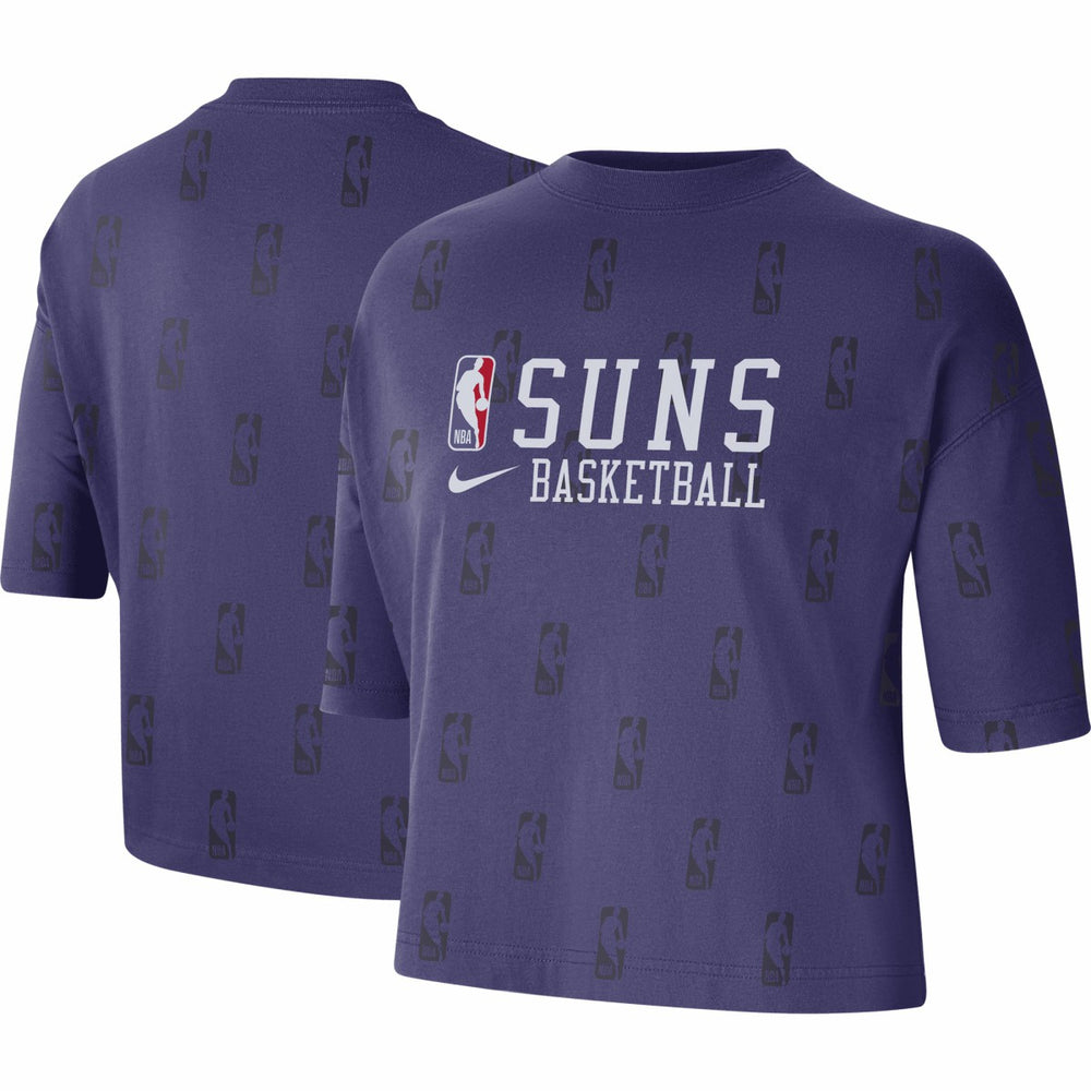 Phoenix Suns Women's Allover NBA Logo Boxy T-Shirt Purple - NBA