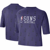 Phoenix Suns Women's Allover NBA Logo Boxy T-Shirt Purple - NBA