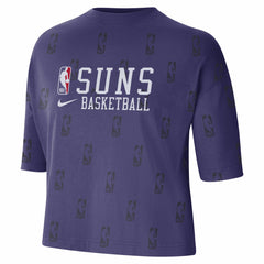 Phoenix Suns Women's Allover NBA Logo Boxy T-Shirt Purple - NBA