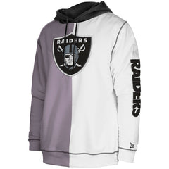 Las Vegas Raiders New Era Third Down Split Raglan Pullover Hoodie Silver/White | NFL
