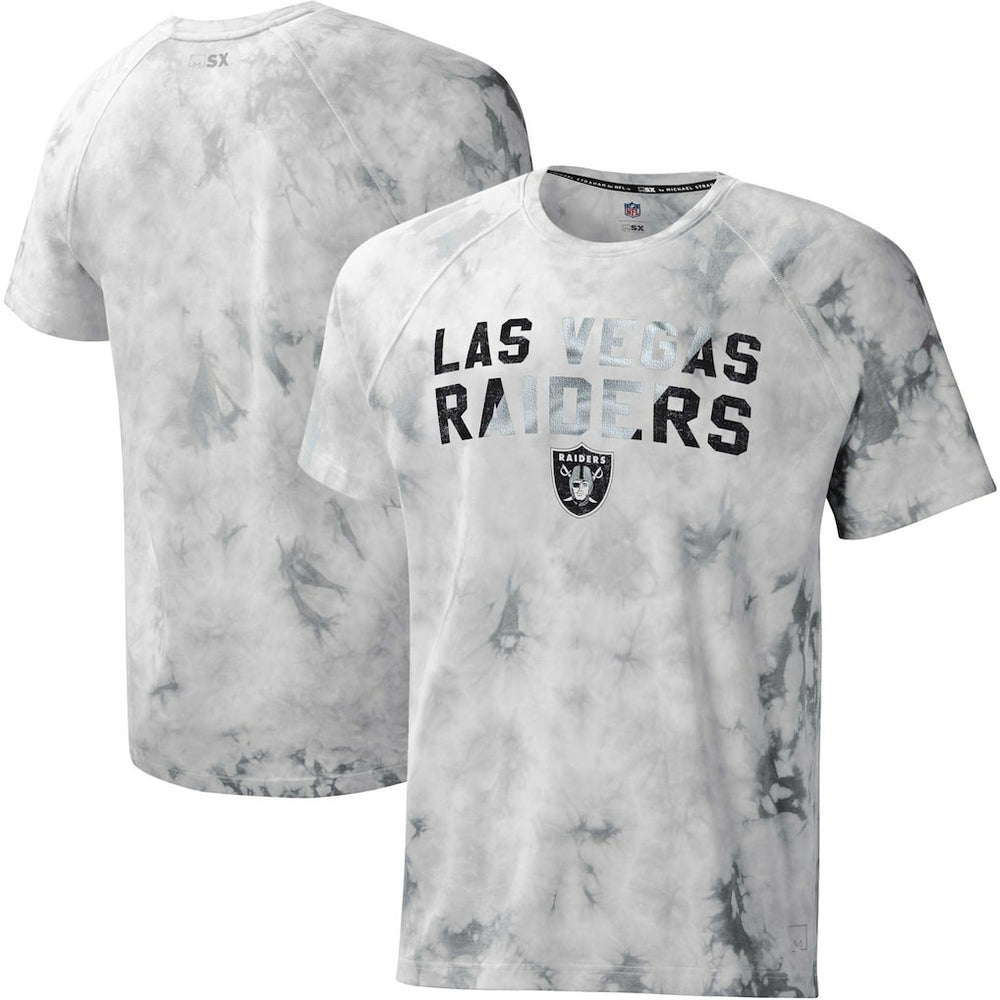 Las Vegas Raiders MSX by Michael Strahan Resolution Tie-Dye Raglan T-Shirt Gray | NFL