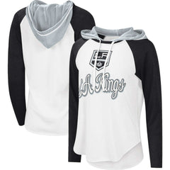 Los Angeles Kings G-III 4Her by Carl Banks Women's MVP Raglan Lightweight Hooded T-Shirt - White/Black - NHL