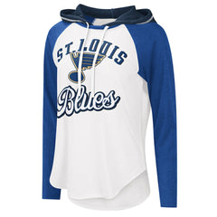 St. Louis Blues G-III 4Her by Carl Banks Women's MVP Raglan Lightweight Hooded T-Shirt - White/Blue - NHL