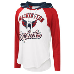Washington Capitals G-III 4Her by Carl Banks Women's MVP Raglan Lightweight Hooded T-Shirt - White/Heather Red - NHL