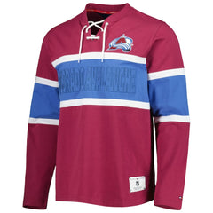 Colorado Avalanche Tommy Hilfiger Walter Lace-Up Long Sleeve Top - Burgundy - NHL