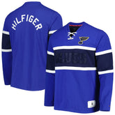St. Louis Blues Tommy Hilfiger Walter Lace-Up Long Sleeve Top - Blue - NHL