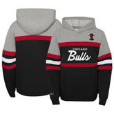Chicago Bulls Youth Hardwood Classics Head Coach Pullover Hoodie Black/Heather Gray - NBA