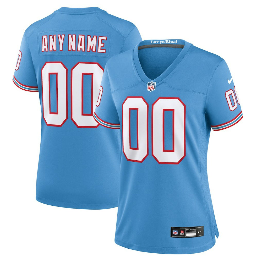 Tennessee Titans Women's Oilers Throwback Custom Game Jersey Light Blue | Nike for Sale