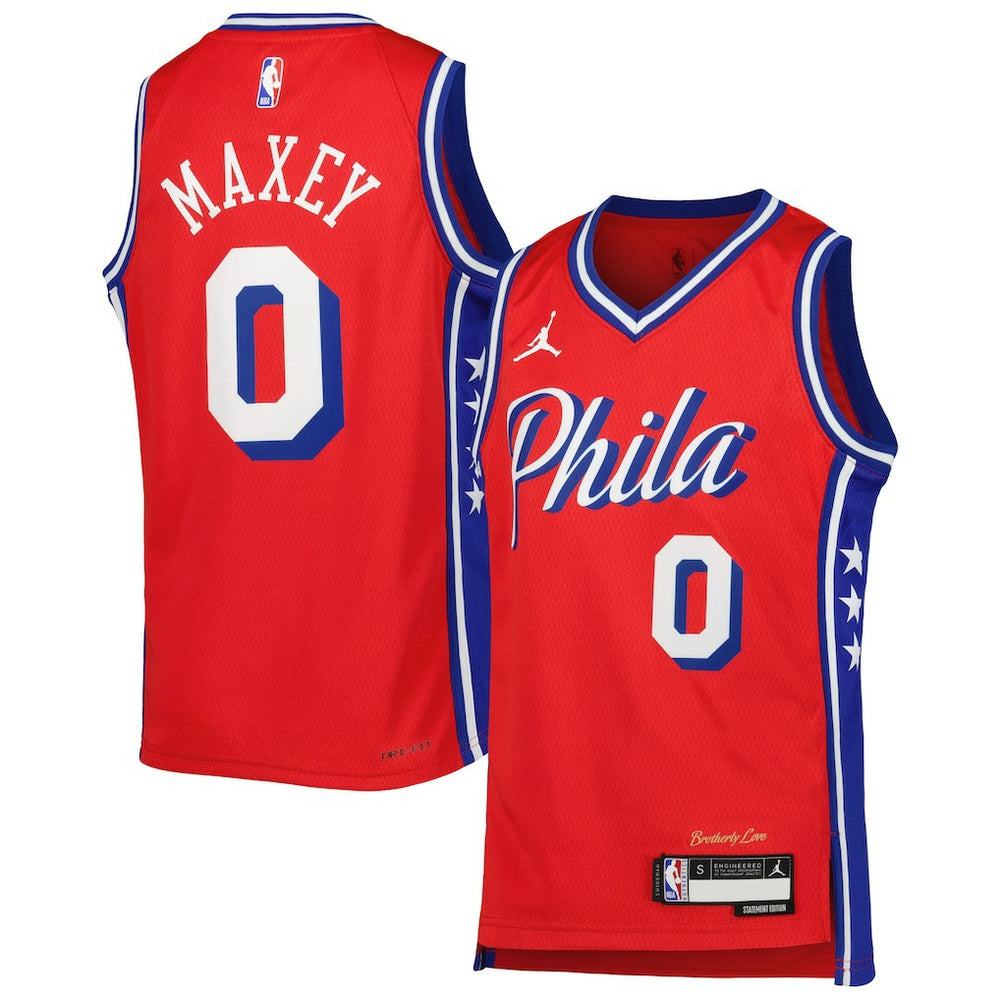 Tyrese Maxey Philadelphia 76ers Jordan Brand Youth Swingman Jersey Statement Edition Red - NBA