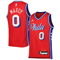 Tyrese Maxey Philadelphia 76ers Jordan Brand Youth Swingman Jersey Statement Edition Red - NBA