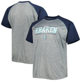 Seattle Kraken Big & Tall Logo Raglan T-Shirt - Heather Gray - NHL