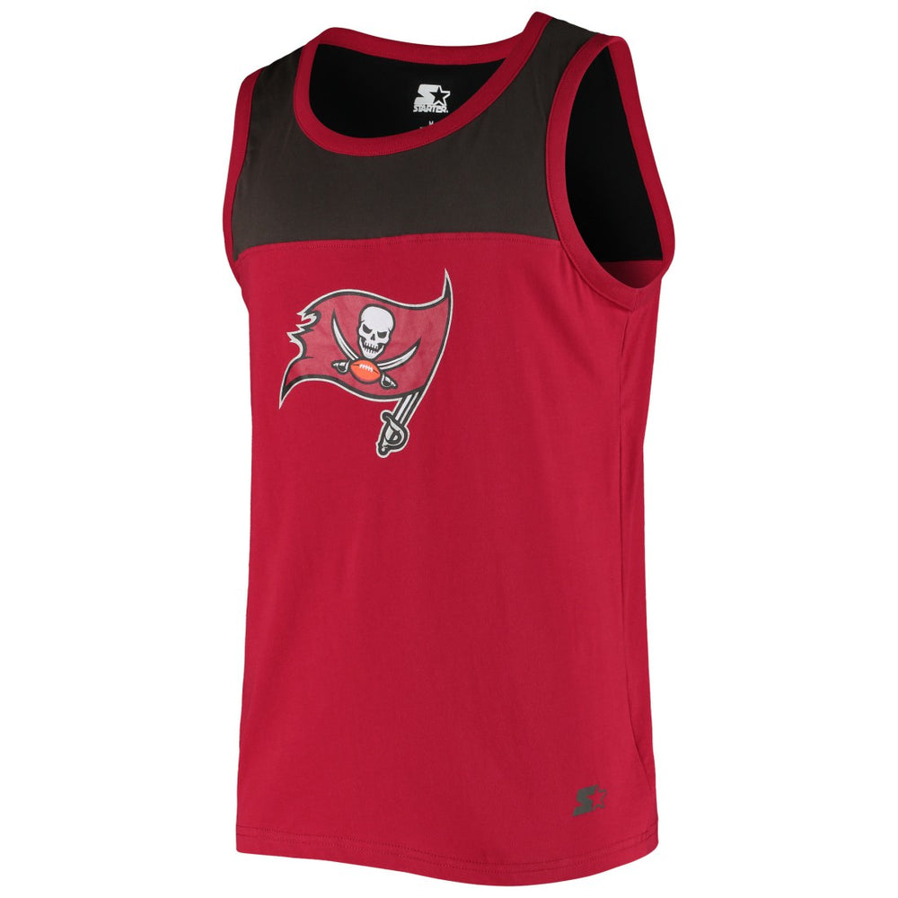 Tampa Bay Buccaneers Starter Logo Touchdown Fashion Tank Top Red/Pewter | NFL