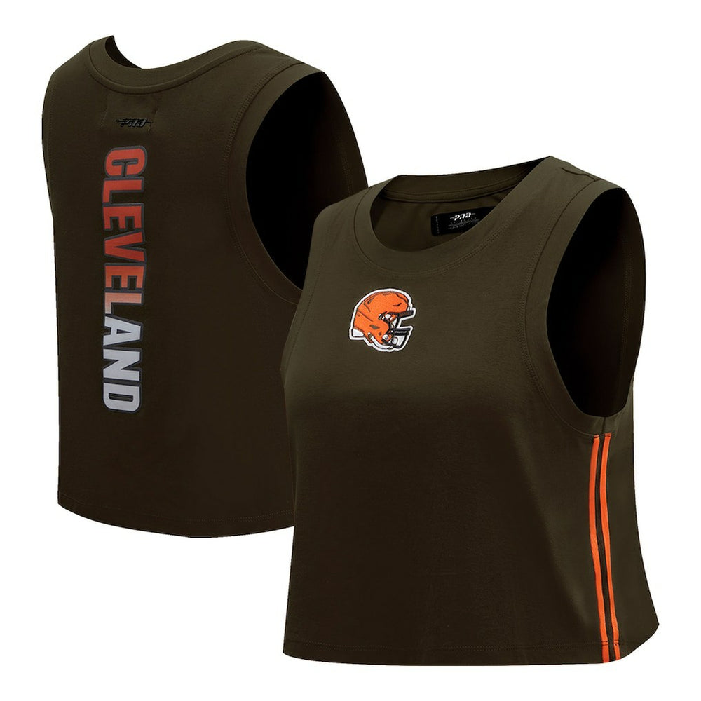 Cleveland Browns Pro Standard Women's Ombre Wordmark Classic Cropped Tank Top Brown | NFL