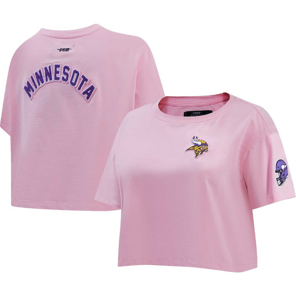 Minnesota Vikings Pro Standard Women's Cropped Boxy T-Shirt Pink | NFL