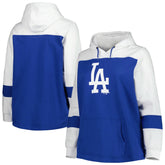 Los Angeles Dodgers Women's Plus Size Colorblock Pullover Hoodie - MLB