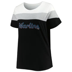 Miami Marlins Women's Plus Size Colorblock T-Shirt - MLB