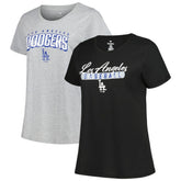 Los Angeles Dodgers Profile Women's Plus Size T-Shirt Combo Pack - MLB