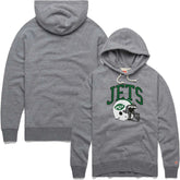 New York Jets Homage Retro Helmet Raglan Pullover Tri-Blend Hoodie Gray | NFL